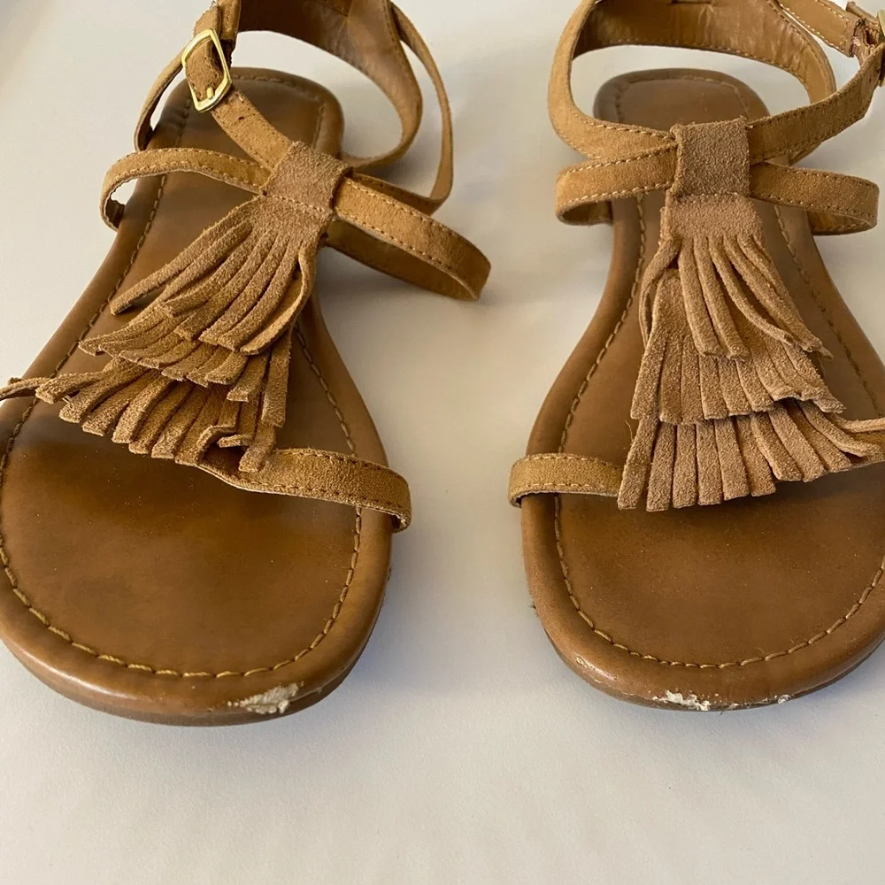 Sandals Girl’s Size 5 / Women’s Size 7 Boho Fringe Light Brown Tassel
